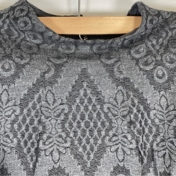 Bisou Bisou Michele Bohbot Midi Dress Lace Size 16 Argyle Zipper Charcoal Boho - Picture 5 of 16